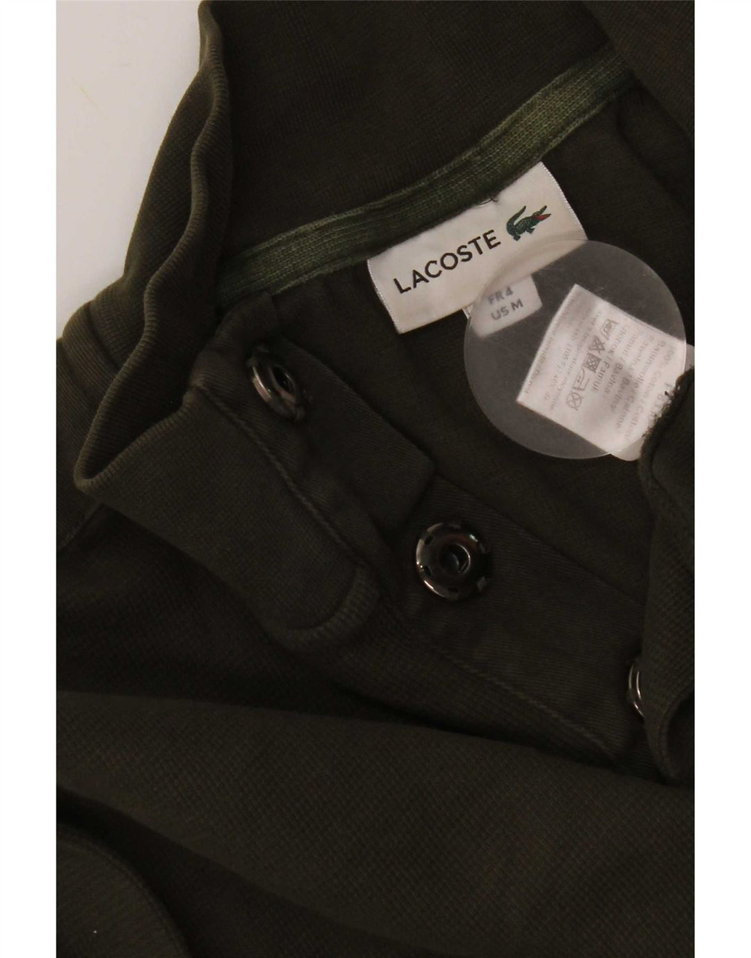 Maglione da uomo Lacoste con collo a bottoni taglia 4 cotone kaki medio