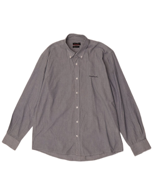 Camicia Pierre Cardin da uomo vestibilità regolare XL poliestere gessato grigio