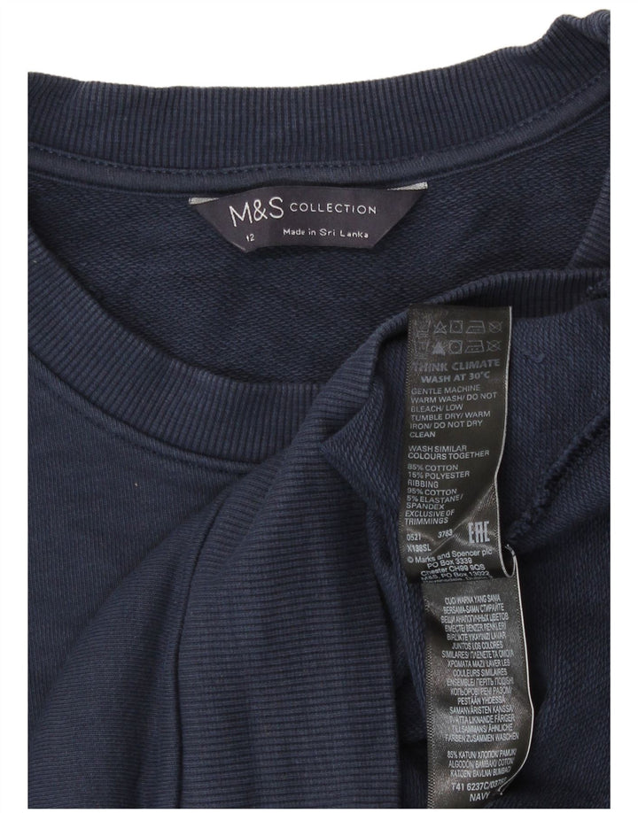 Felpa da donna Marks & Spencer maglione UK 12 medio cotone blu navy