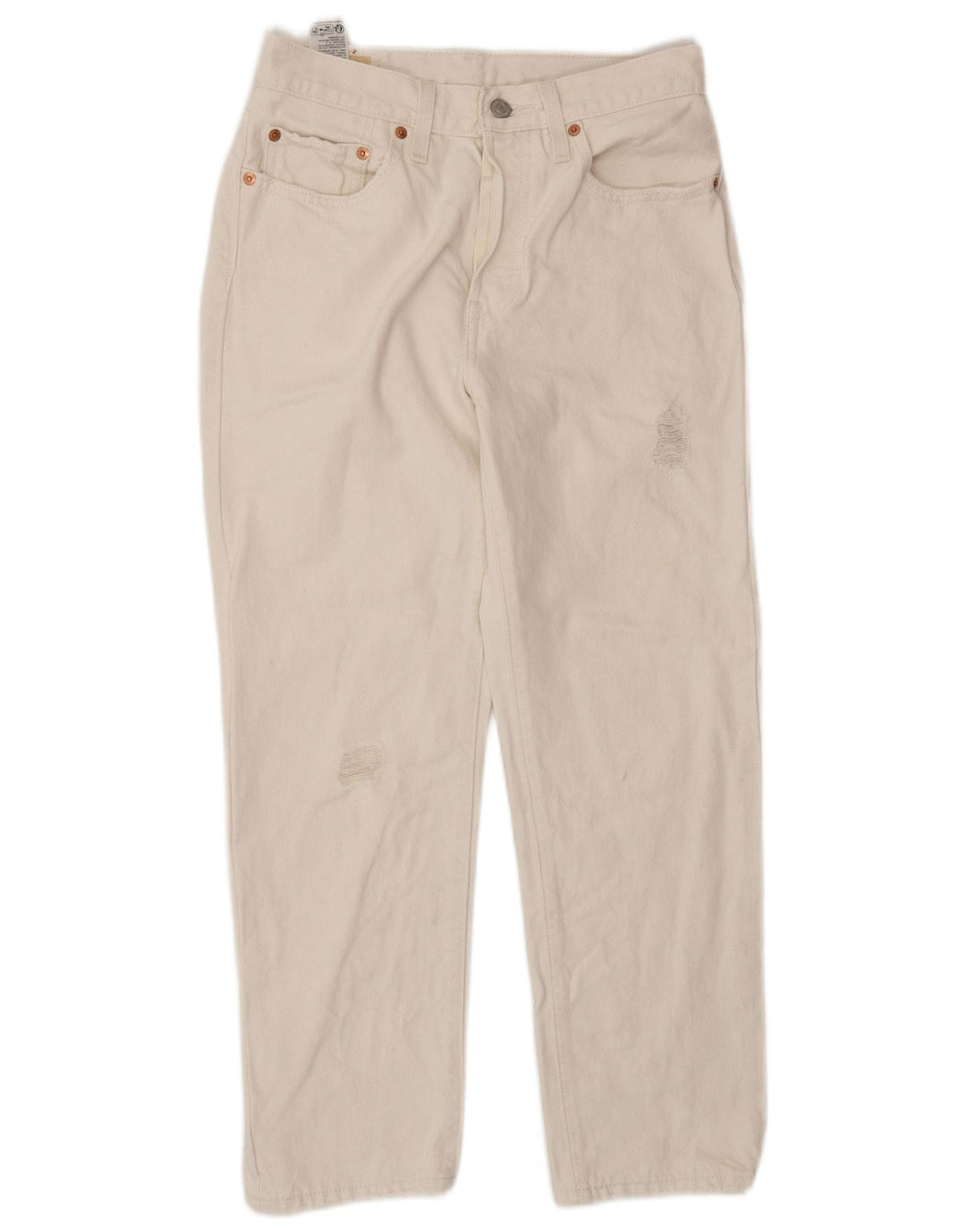 Levi's Uomo 501 Jeans dritti ritagliati effetto consumato W26 L26 cotone bianco sporco