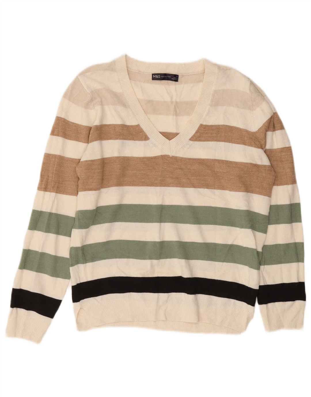 Maglione da uomo con scollo a V Marks & Spencer piccolo a righe multicolore