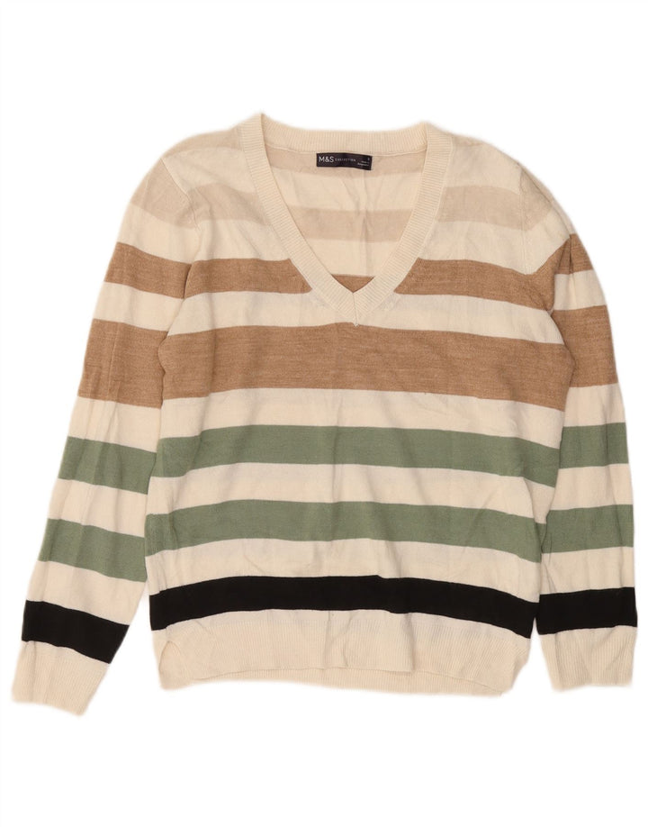 Maglione da uomo con scollo a V Marks & Spencer piccolo a righe multicolore