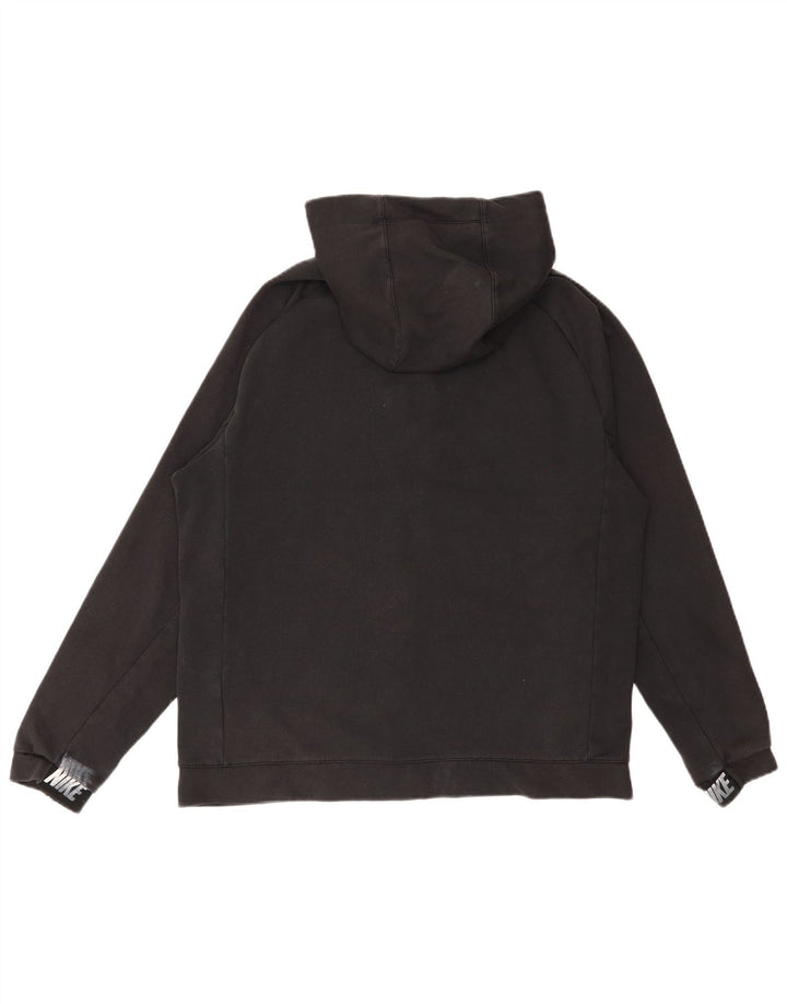 Maglione con cappuccio e zip grafica da uomo NIKE grande in cotone nero