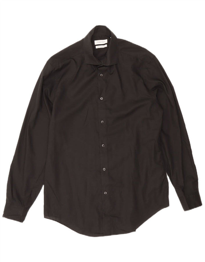 Camicia slim fit da uomo Calvin Klein taglia 15 1/2 media cotone nero