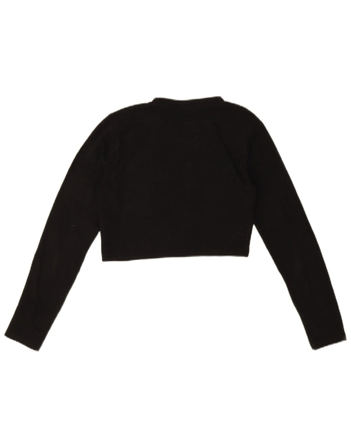 Top corto da donna Zara a maniche lunghe UK 16 grande cotone nero
