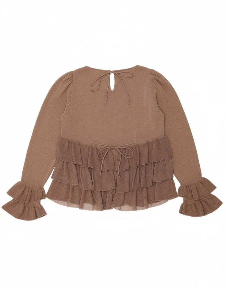 Top Zara da donna a maniche lunghe oversize a maniche lunghe UK 10 Small Marrone Colourblock