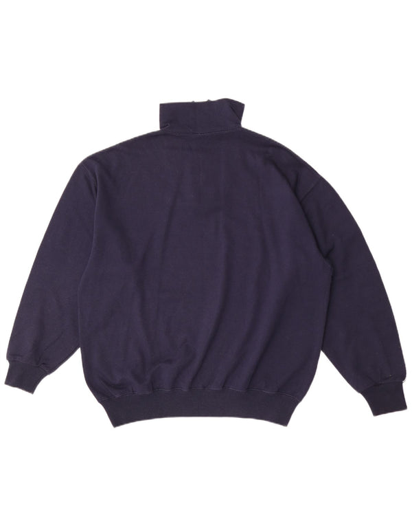 Felpa Asics da uomo con grafica con zip e collo, maglione XL, colore blu navy