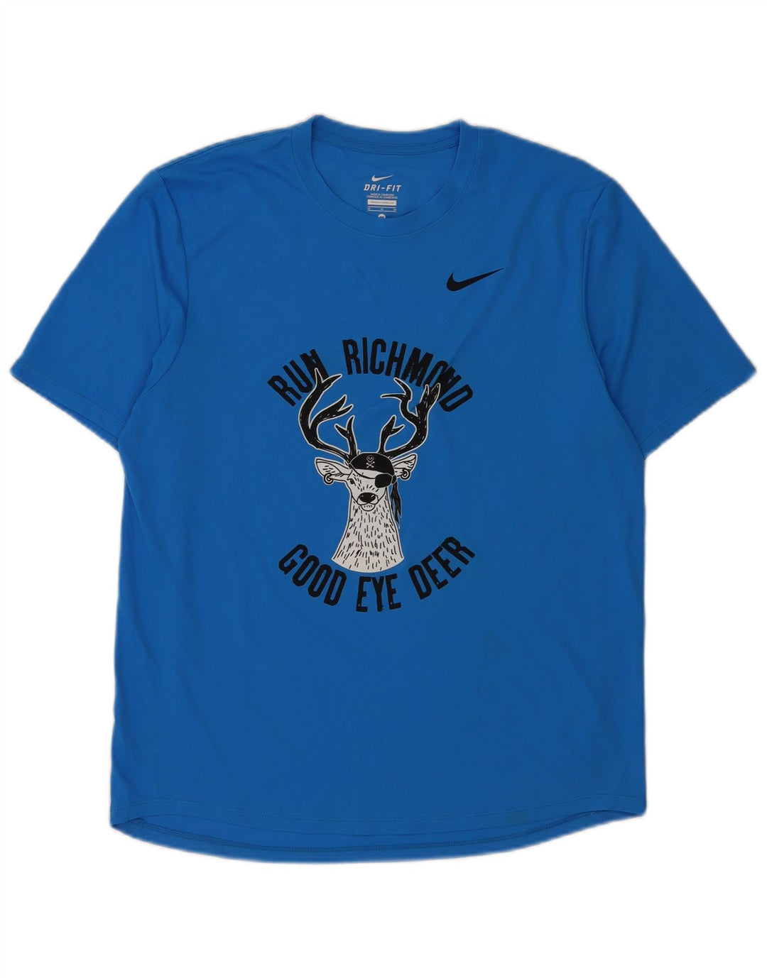 T-shirt grafica Nike Dri Fit da uomo, top in poliestere blu medio