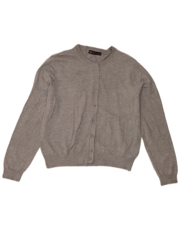 Maglione cardigan da donna Marks & Spencer UK 16 grande viscosa grigia