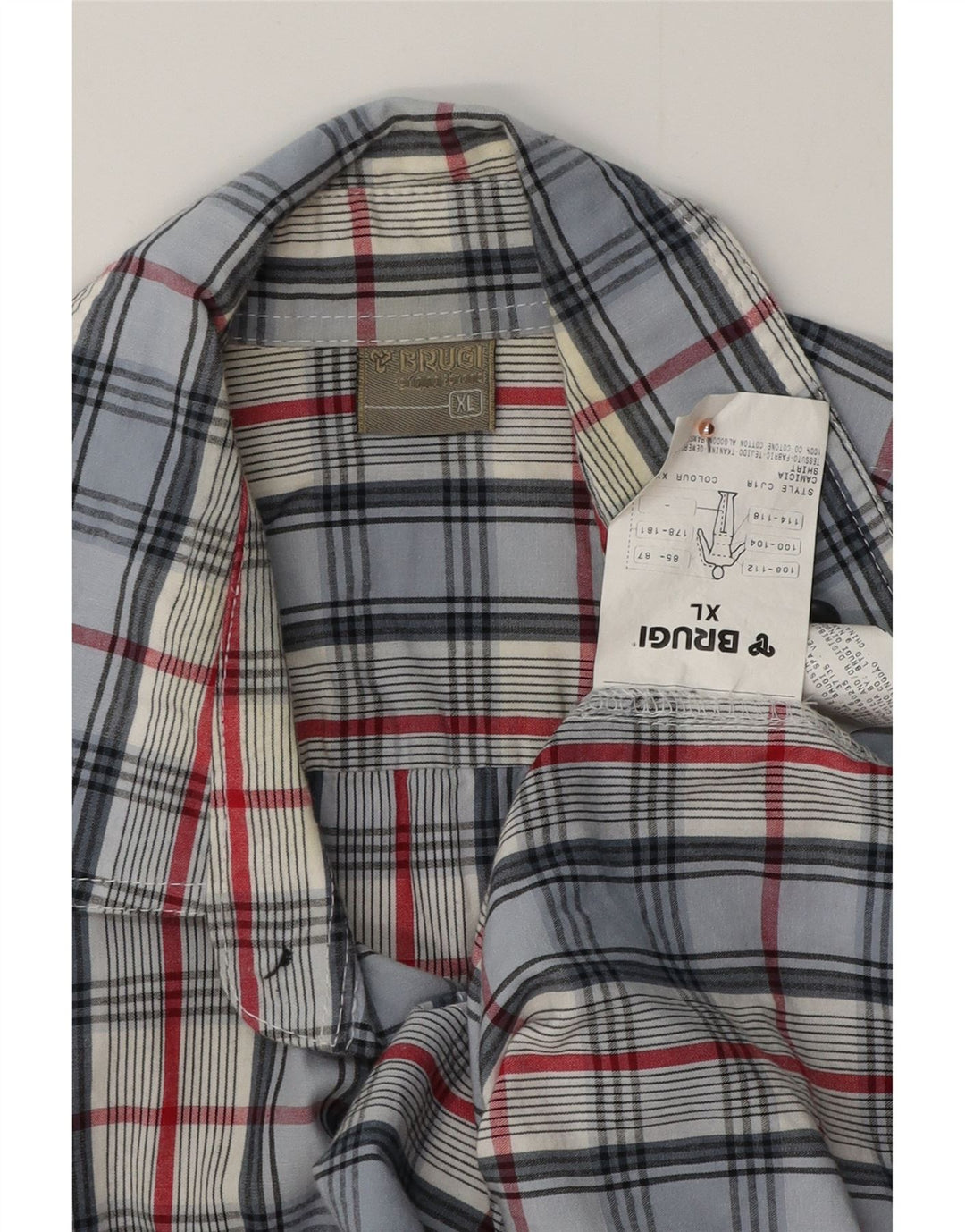 Camicia a maniche corte da uomo BRUGI XL in cotone a quadretti blu