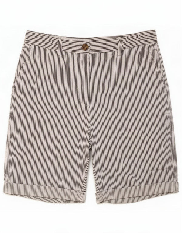 Marks & Spencer Pantaloncini chino da donna UK 10 Small W30 Cotone gessato bianco