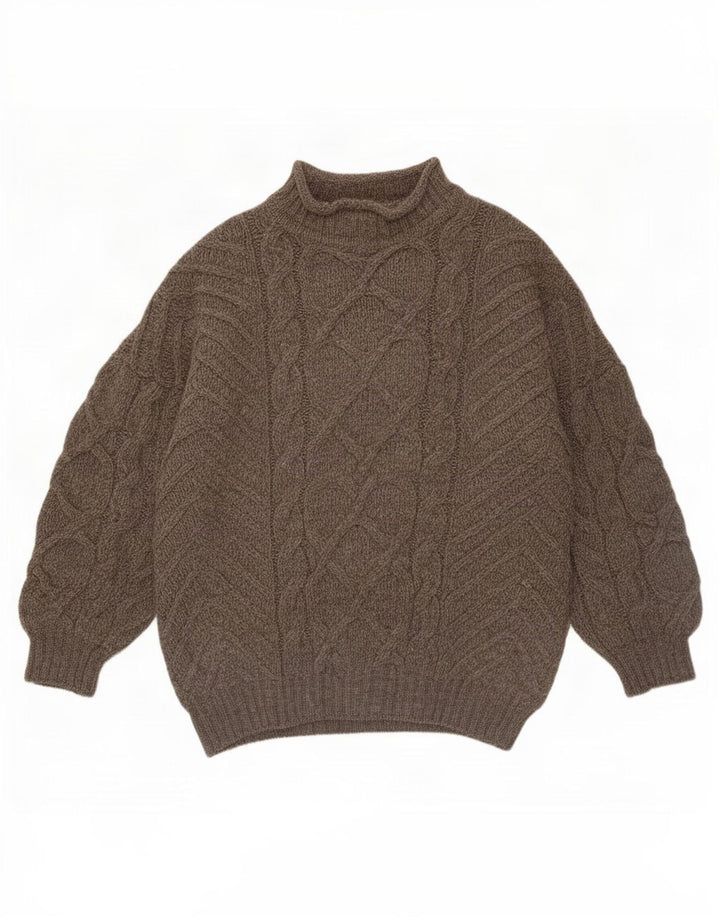Maglione maglione vintage da uomo con collo dolcevita XL marrone