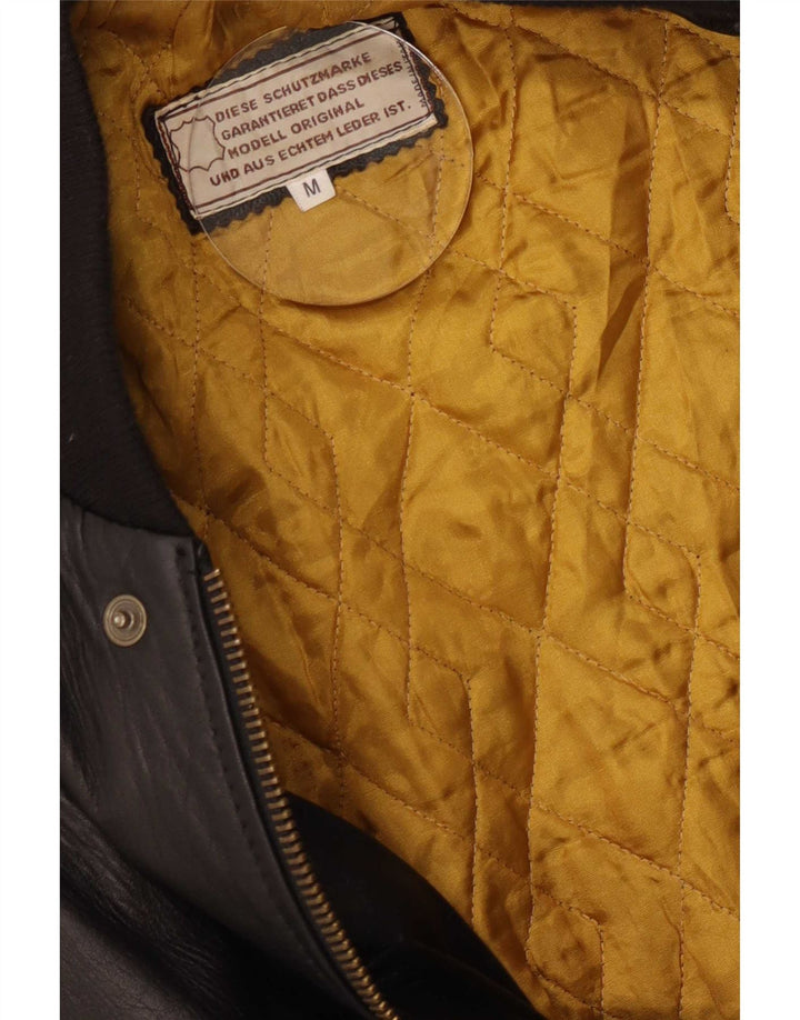 Giacca in pelle vintage da uomo UK 38 media nera