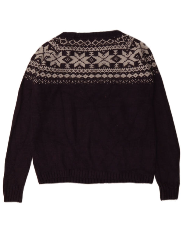 Maglione oversize da donna con scollo a barca Fat Face UK 6 XS Viola Fair Isle