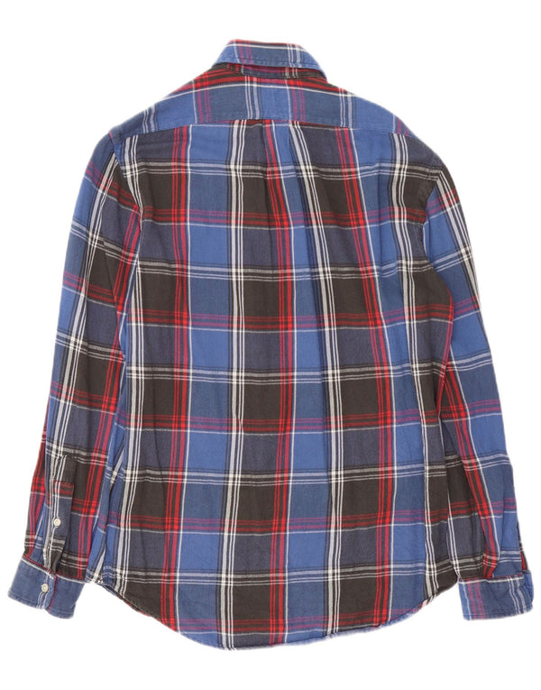 RALPH LAUREN Camicia da uomo in flanella di cotone a quadri piccoli blu