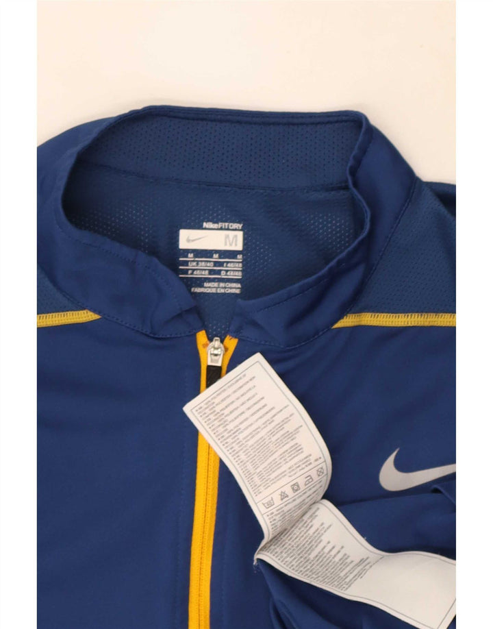 T-shirt Nike da uomo con zip e collo UK 38/40 poliestere color block blu medio