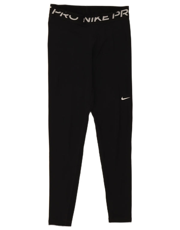 Leggings grafici Nike Dri Fit da donna UK 12 medio nero poliestere
