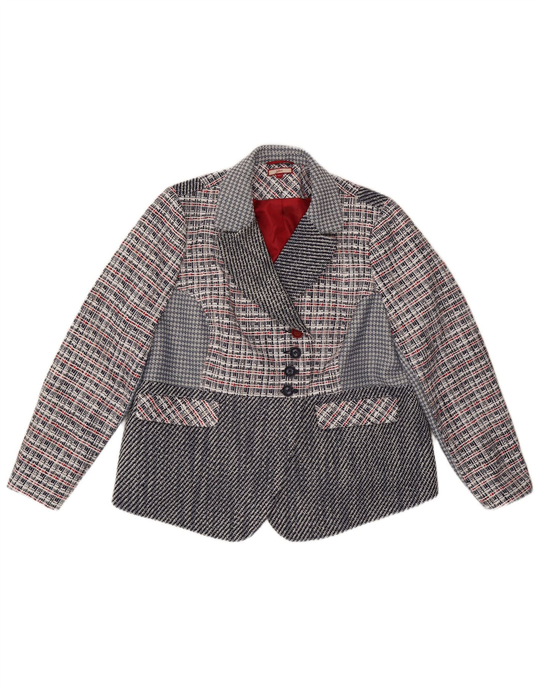 JOE BROWNS Giacca blazer a 4 bottoni da donna UK 22 3XL blu navy a quadri