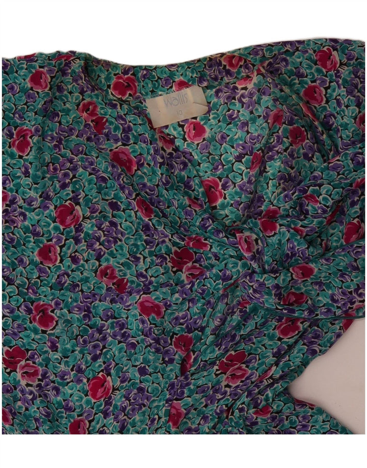 WALLIS Abito da donna a trapezio con cravatta sul davanti UK 10 Piccolo floreale blu