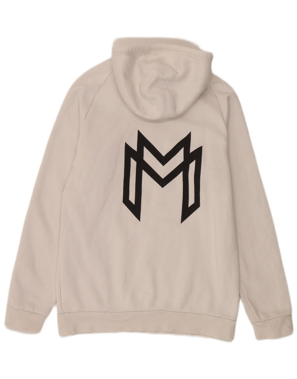Felpa con cappuccio grafica da uomo Adidas Large in cotone bianco