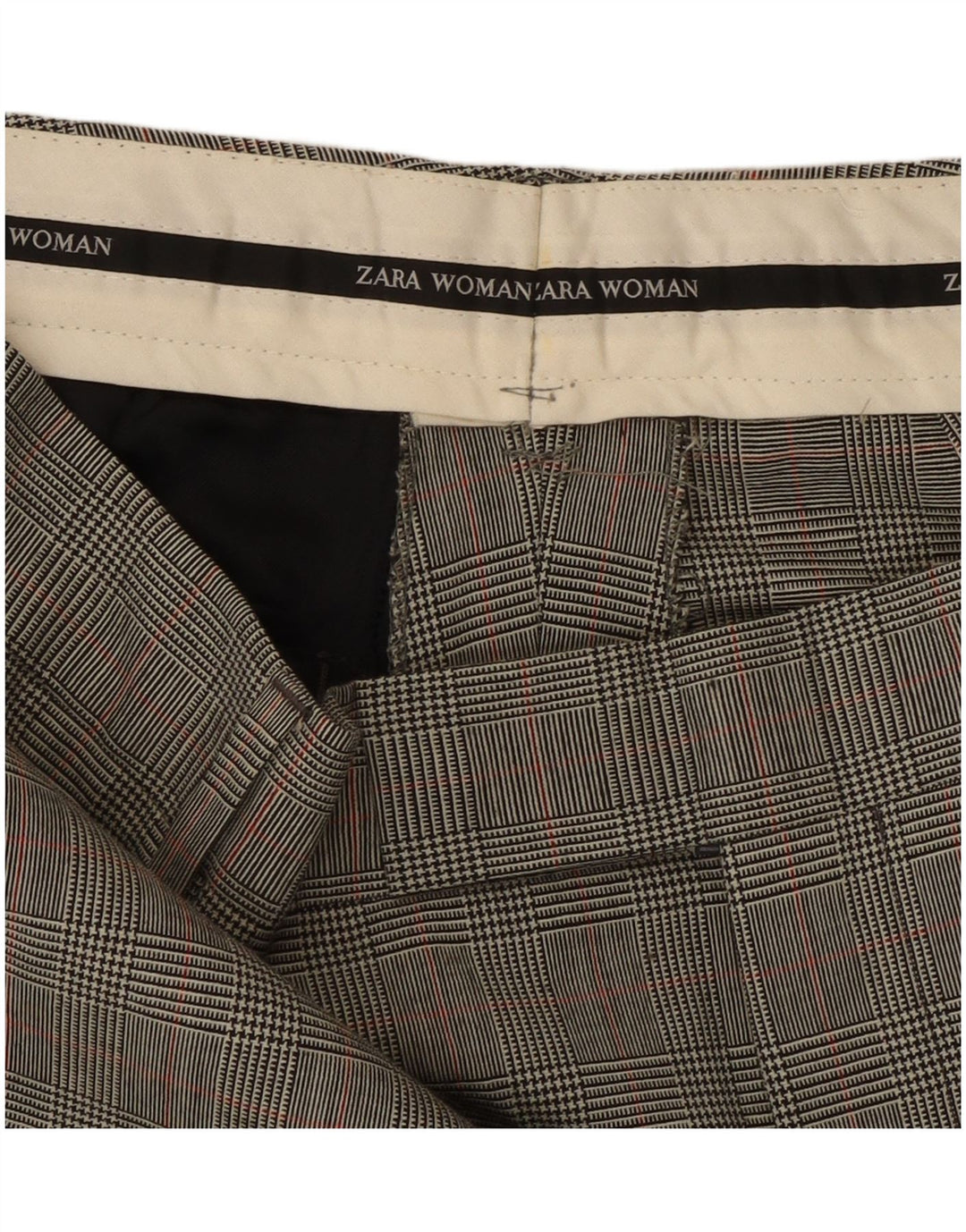 Pantaloni da abito dritti da donna Zara W32 L31 classici pied de poule grigi