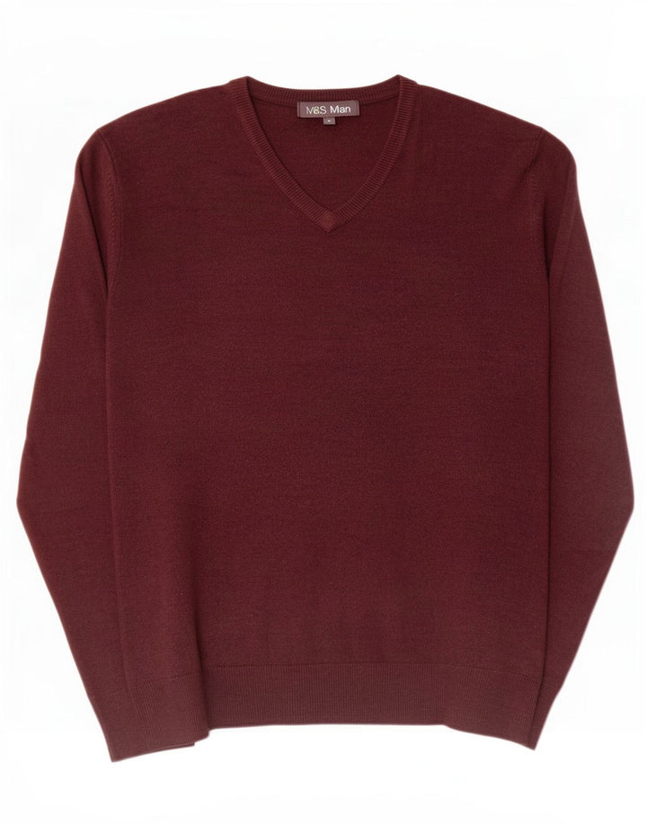 Maglione da uomo con scollo a V Marks & Spencer in acrilico marrone medio
