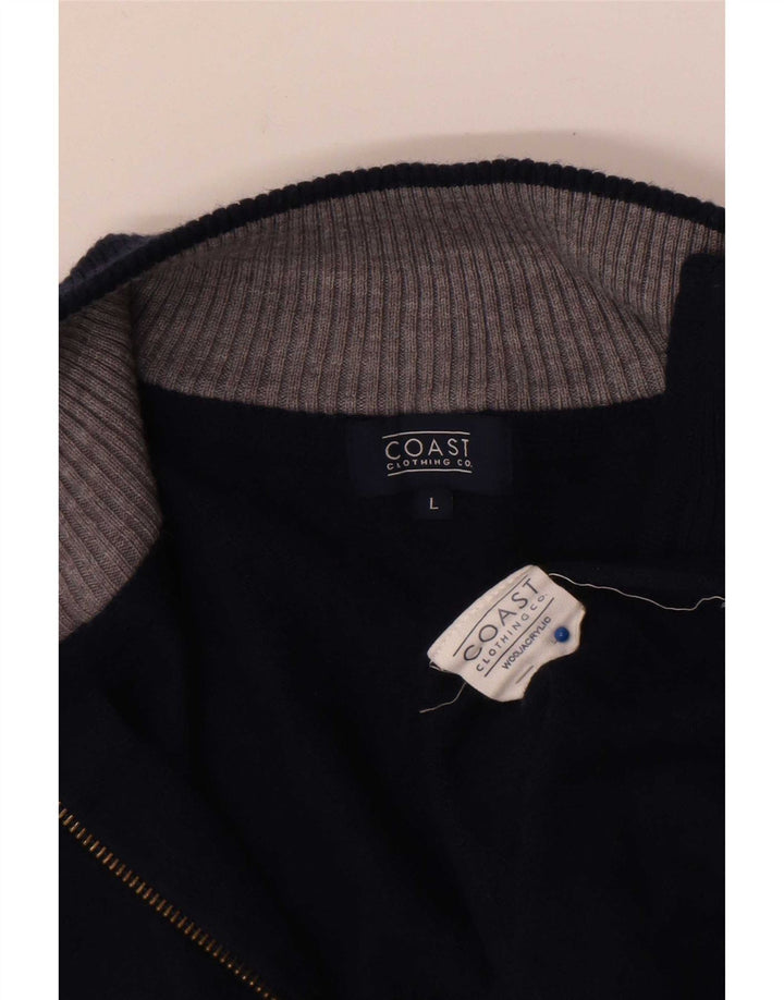 Maglione da uomo Coast con zip e collo, grande, in lana blu navy