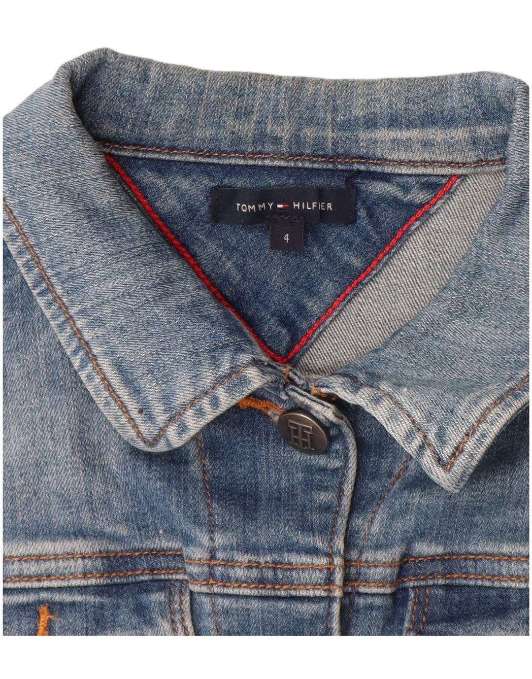 Giacca in denim corto da donna Tommy Hilfiger US 4 Small in cotone blu