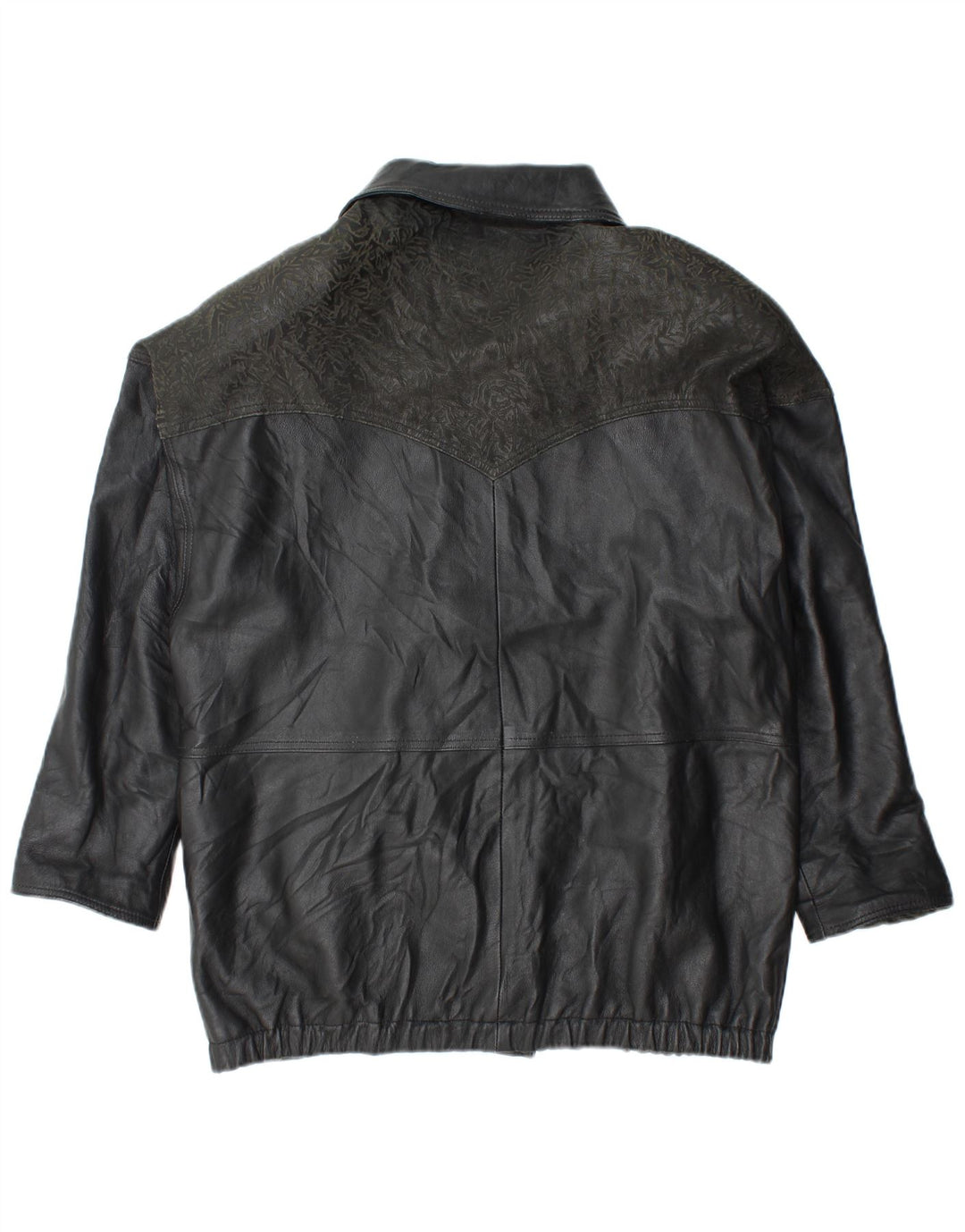 Giacca in pelle oversize da donna YUPPIE UK 18 XL Nera floreale