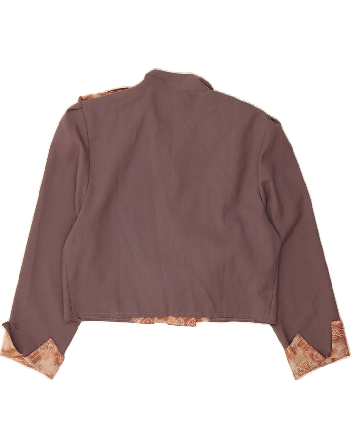 VINTAGE Womens Crop Blazer Jacket UK 14 Medium Purple Patchwork Vintage Vintage and Second-Hand Vintage from Messina Hembry 