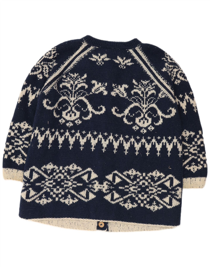 Maglione cardigan lungo oversize da donna vintage UK 18 XL Blu navy