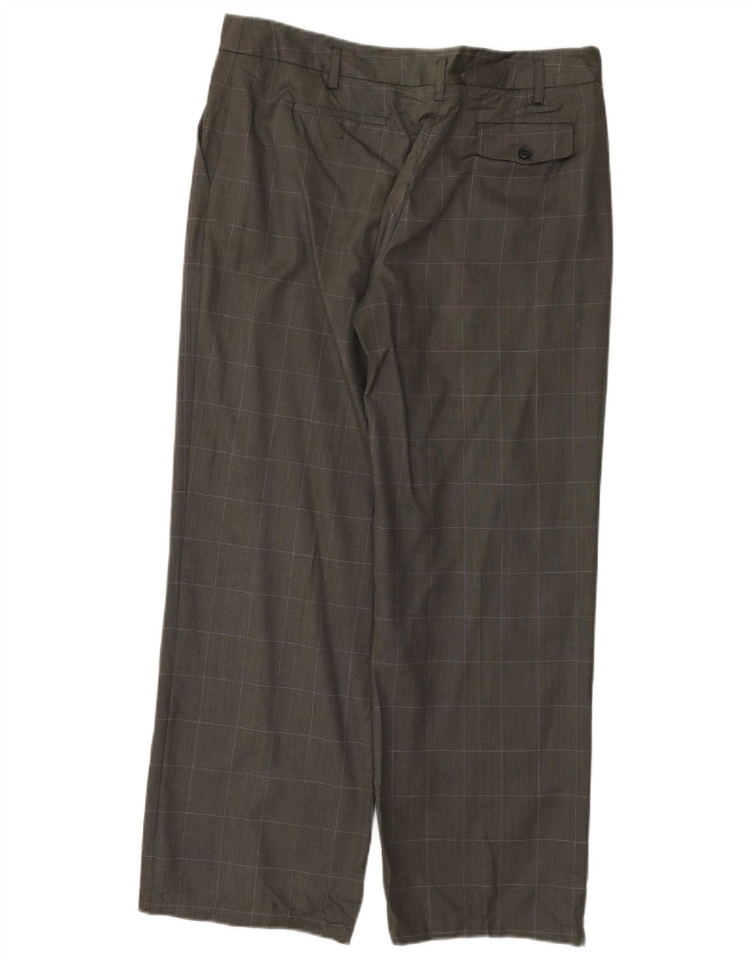 Pantaloni da abito dritti da donna Calvin Klein US 14 XL W36 L30 Lana a quadri grigi