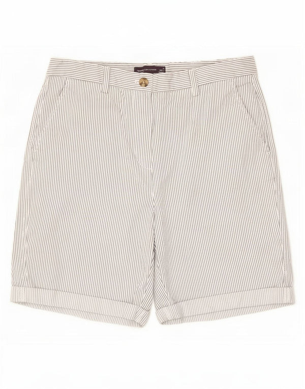 Pantaloncini chino da donna Marks & Spencer UK 12 medi W30 cotone gessato bianco