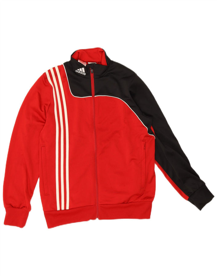 Giacca da tuta da ragazzo Adidas 13-14 anni in poliestere color block rosso