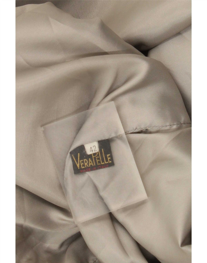 Giacca blazer in pelle vintage da donna a 2 bottoni IT 42 Grigio medio