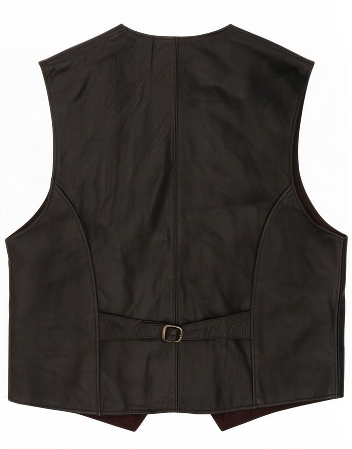 Gilet in pelle vintage da uomo IT 52 grande nero
