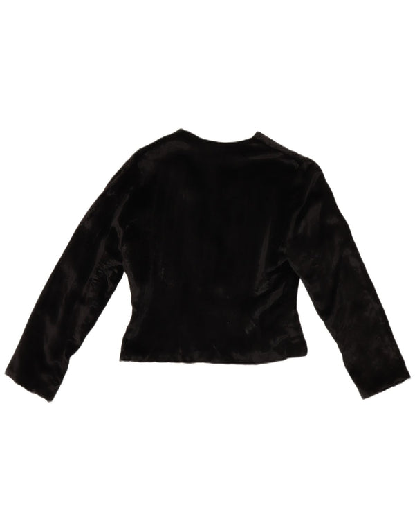 Giacca Bolero vintage da donna in velluto UK 10 piccola nera