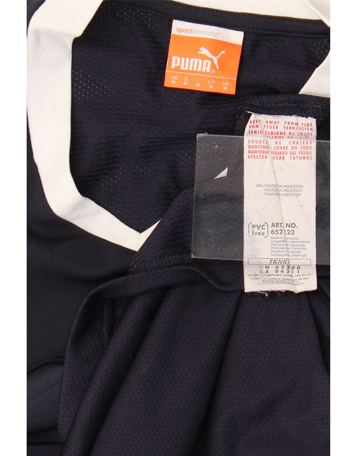 T-shirt grafica da uomo PUMA Top medio in poliestere color block blu navy