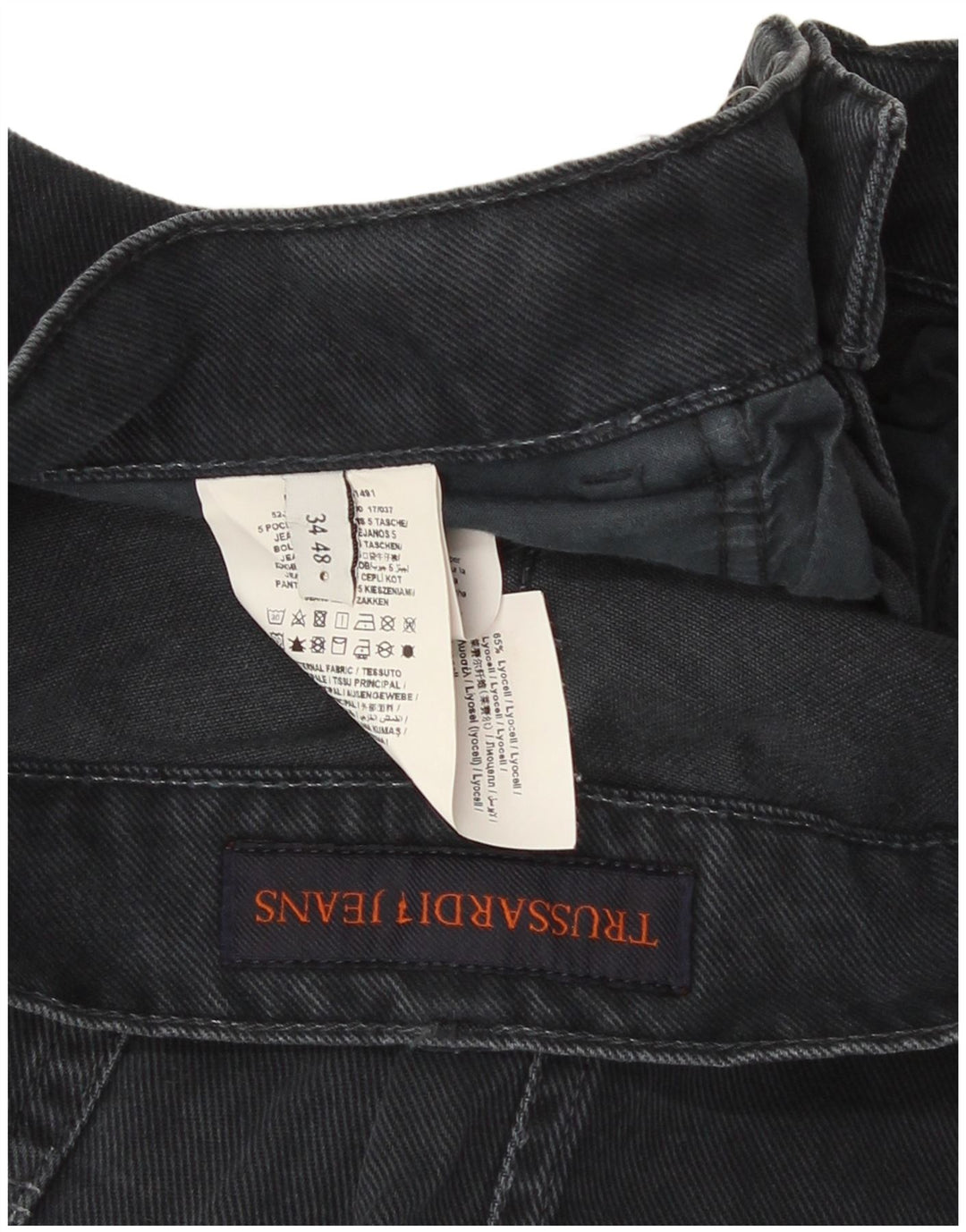 Jeans Straight Uomo Trussardi IT 48 Medio W34 L30 Cotone Nero