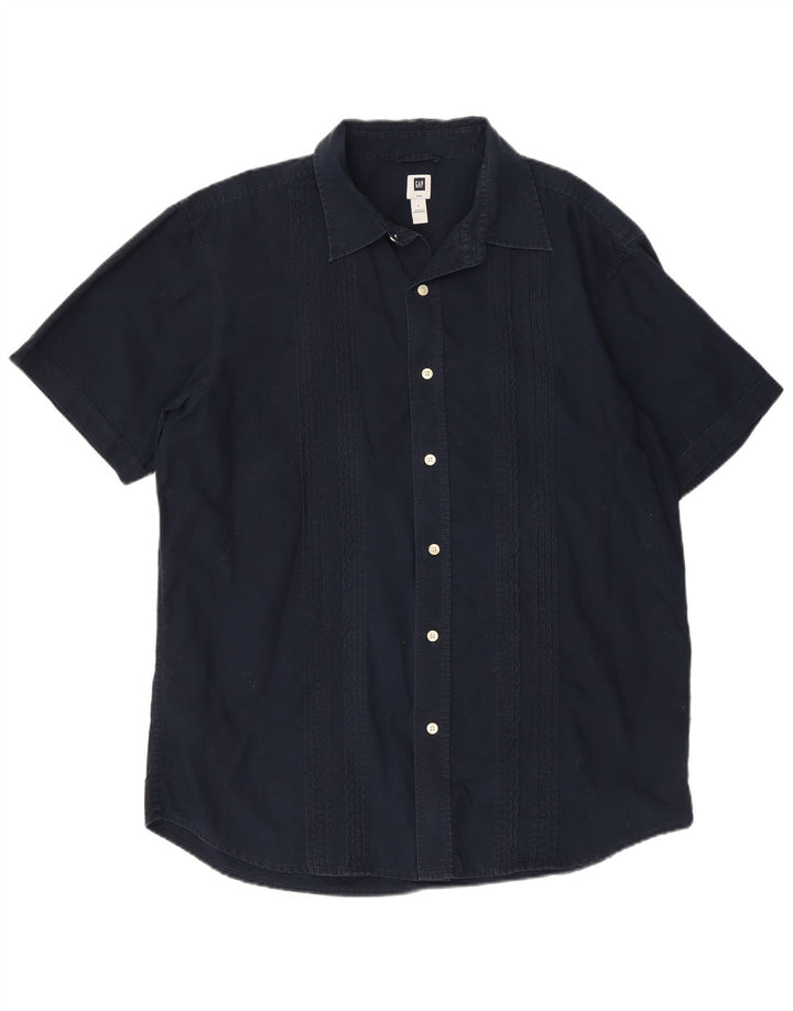 Camicia a maniche corte da uomo Gap Large in cotone blu navy