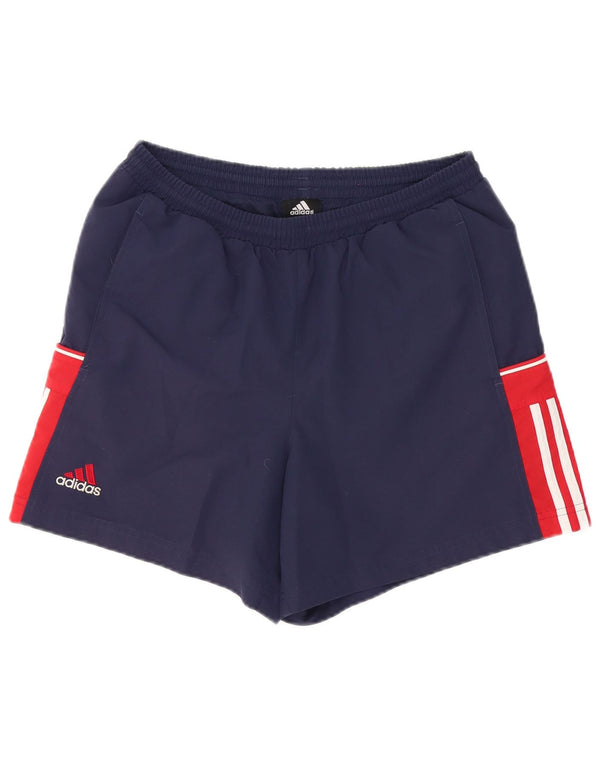 Pantaloncini sportivi da uomo Adidas Medi in poliestere color block blu navy