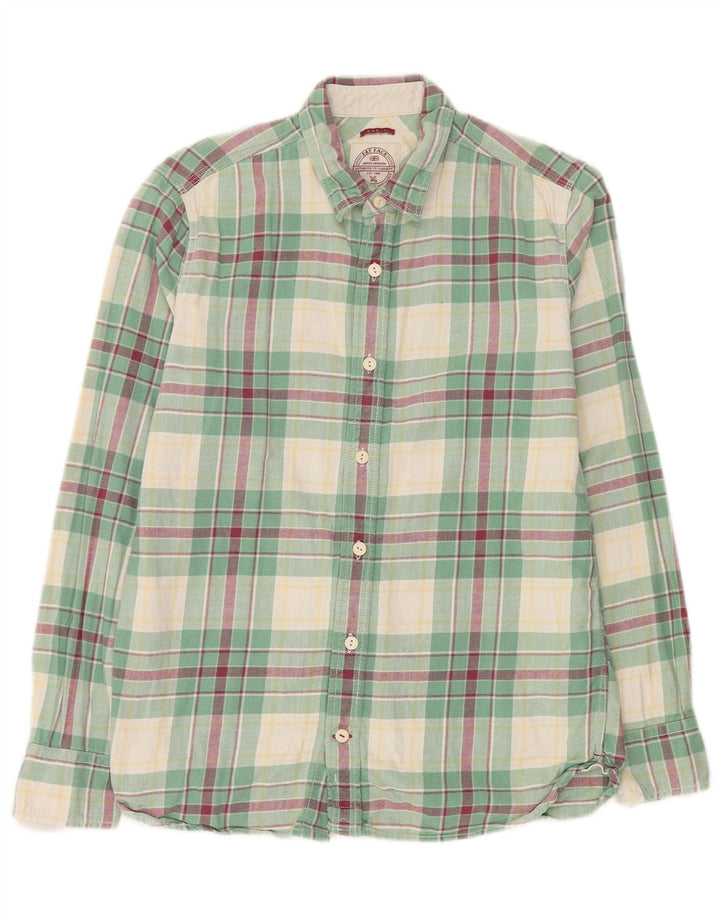 Camicia in flanella da uomo Fat Face piccola in cotone scozzese verde