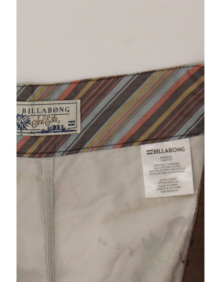 BILLABONG Mens Abstract Pattern Swimming Shorts Large  Beige Cotton Vintage Billabong and Second-Hand Billabong from Messina Hembry 