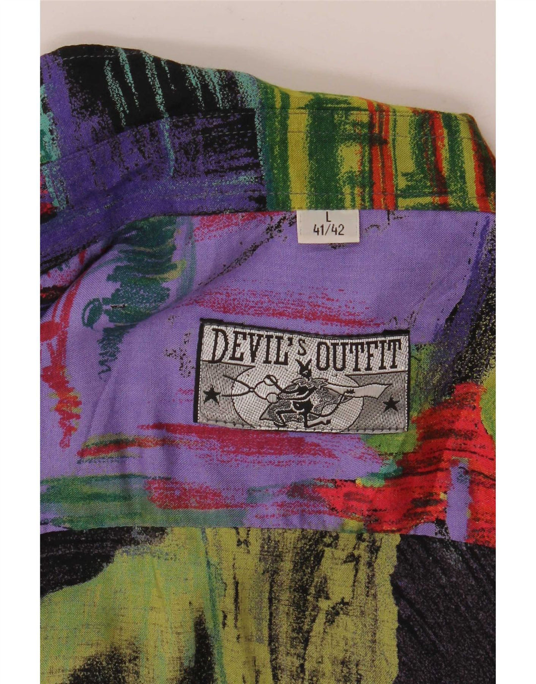 Camicia vintage da uomo con motivo astratto taglia 41/42 grande multicolore