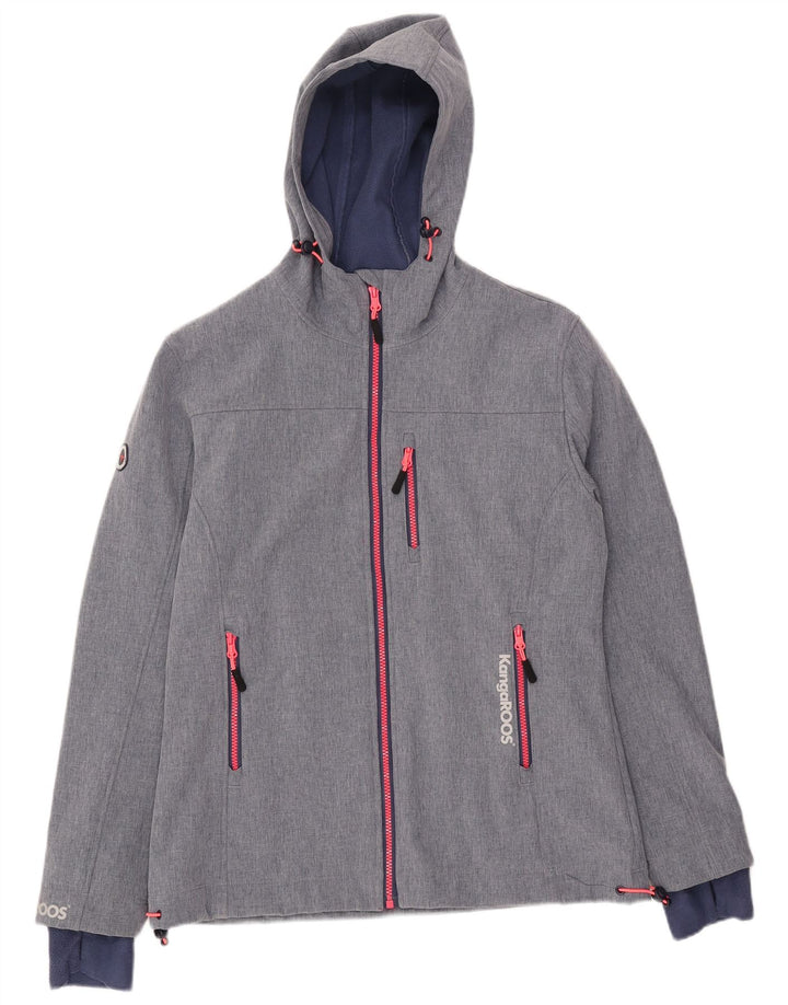 KANGAROOS Womens Hooded Windbreaker Jacket UK 14 Medium  Blue Polyester