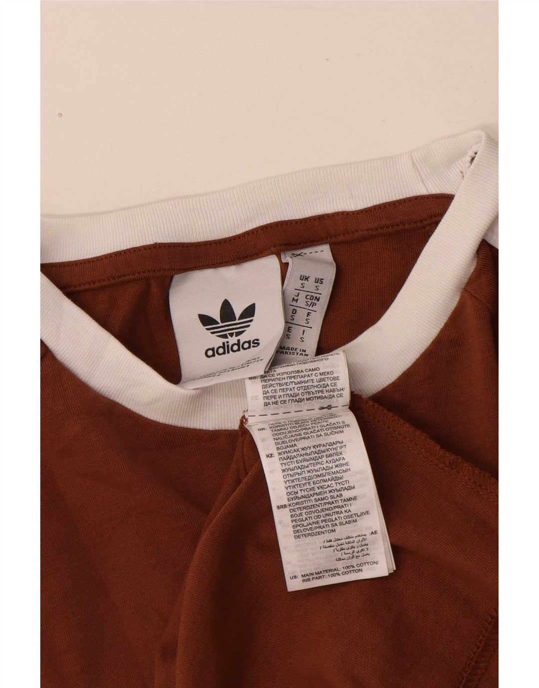 Maglietta Adidas da uomo Top Small in cotone marrone