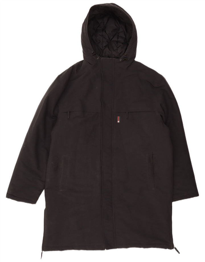 Cappotto imbottito con cappuccio da uomo Champion UK 40 Large Nero in poliammide