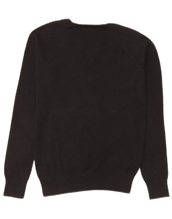 Maglione maglione con scollo a V da donna Zara UK 14 cotone nero medio