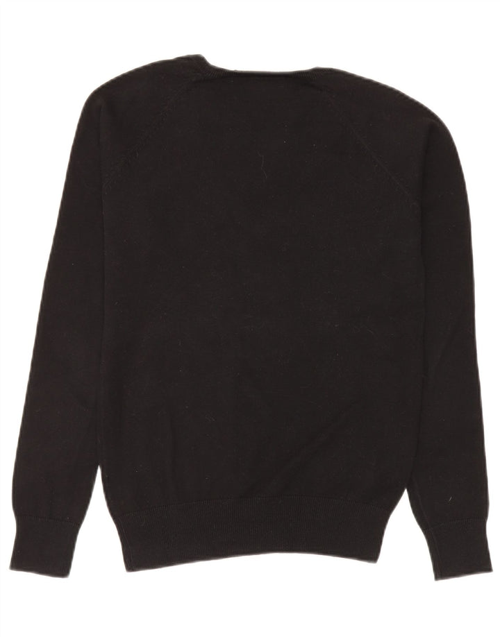 Maglione maglione con scollo a V da donna Zara UK 14 cotone nero medio