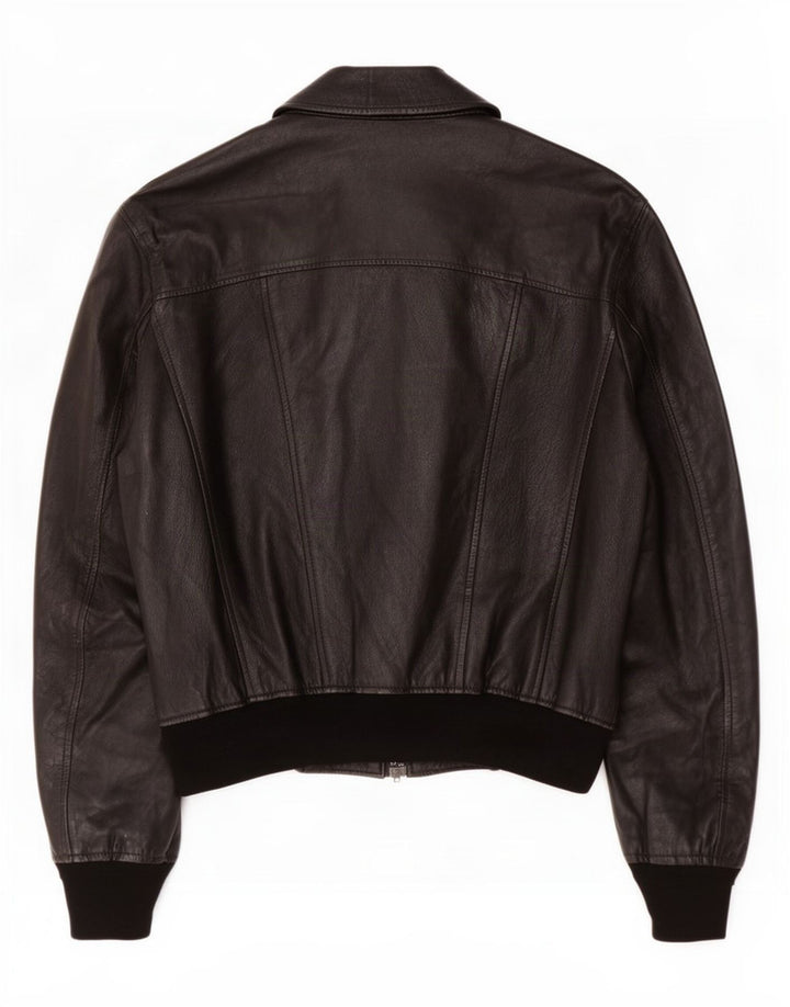 Giacca in pelle vintage da uomo UK 38 media nera